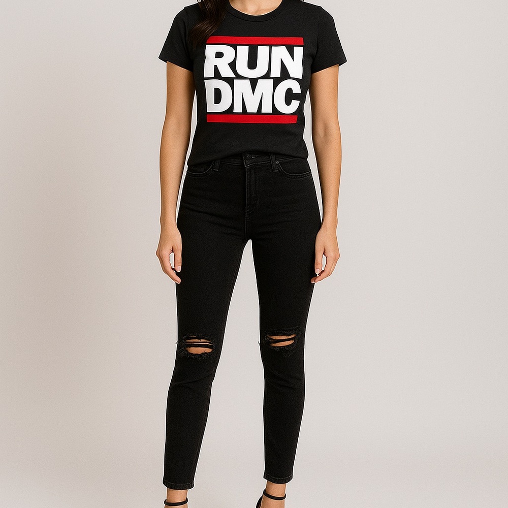 NWOT Run DMC Logo Rock Band Tee Shirt Black Size Large - Picture 5 of 8